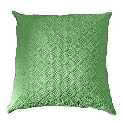 Image of HOMESCAPES Green 30 x30 Inch Ultrasonic Quilted Cushion Cover Coordinating with Throws and Bedspreads