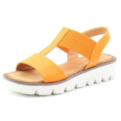 Image of Heavenly Feet Ritz Womens Sandal in Black (Orange, UK Footwear Size System, Adult, Women, Numeric, Medium, 7)