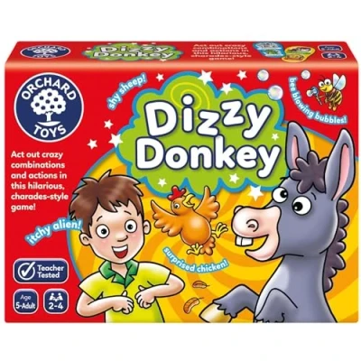 Image of Orchard Toys Dizzy Donkey Game, A Charades Style Action and Performance Family Games, Educational Games Toys, Perfect for Kids Age 5 Adult