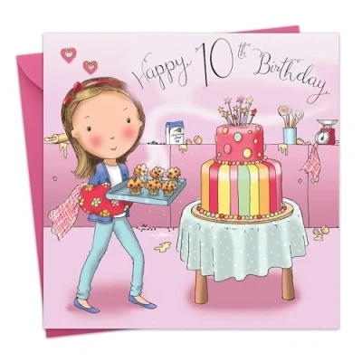 Image of Twizler 10th Birthday Card For Girl with Cakes Age 10 Girls Gifts Childrens Happy