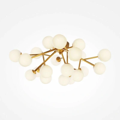 Image of Maytoni Dallas Modern 20 Light Globe Ceiling Gold, Cognac Shade, G9
