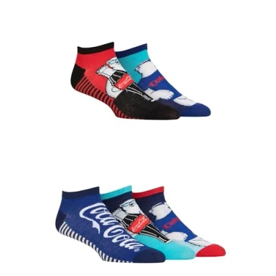 Image of Mens 5 Pair Coca Cola Polar Bear Shoe Liner Socks Multi 6 11