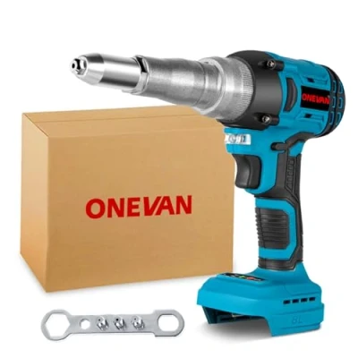 Image of ONEVAN Battery Riveter Pliers Cordless Gun Pop Rivet Attachment for Screwdrivers and Drills, with a Power of 20,000 N 2.4 5.0 mm Blind Rivets.
