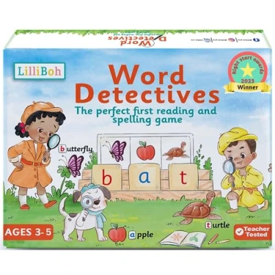 Image of LilliBoh Word Detectives A fun, first reading and spelling game Educational Toys for 3 4 5 year olds Phonics games Gifts old girls boys