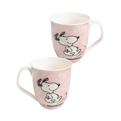 Image of The Peanuts Snoopy Coffee Mug Ceramic Pink with Dots 280 ml
