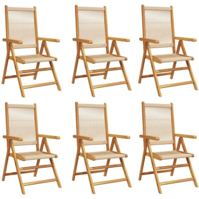 Image of vidaXL Reclining Garden Chairs 6 pcs Beige Solid Wood Acacia