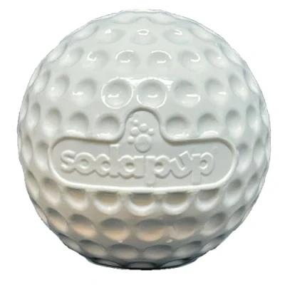 Image of SodaPup Golf Ball Durable Dog Treat Dispenser &amp; Chew Toy Made in USA from Non Toxic, Pet Safe, Food Safe Rubber Material for Mental Stimulation, Problem Chewing, Calming Nerves, More