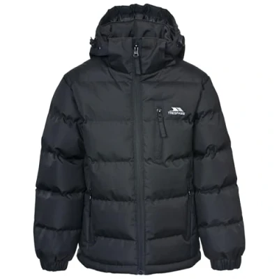 Image of Trespass Tuff, Black, 3/4, Waterproof Jacket with Removable Hood for Kids / Boys, Age 3 4, Black
