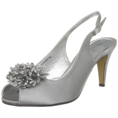 Image of Lunar Sabrina Satin Slingback Court 4 UK Grey