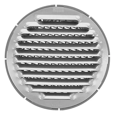 Image of Amig Round Aluminium Grille with Mosquito Net Ventilation Slits for Exhaust Air Ideal Kitchen and Bathroom Ceiling Inner Diameter: 8 cm Colour: Silver