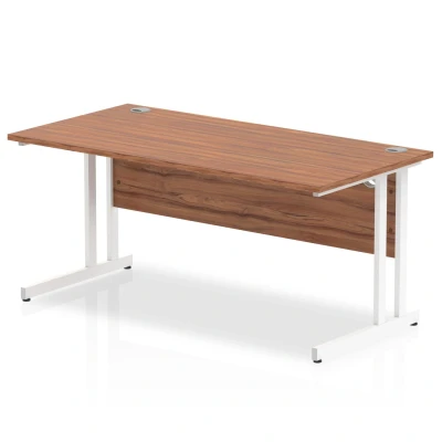 Image of Impulse 1600/800 Rectangle White Cantilever Leg Desk Walnut MI001907