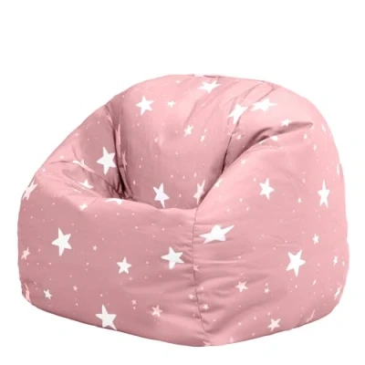 Image of icon Kids Bean Bag Chair, Pink with Stars, Girls Filling Included, Arrives Pre Filled