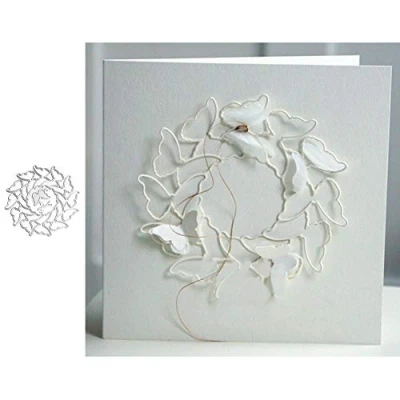 Image of ZHOUBA New Metal DIY Cutting Dies for Card Making,Butterfly Circle Scrapbook Emboss Paper Cards Album Stencil Silver