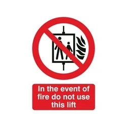 Image of SIGNS &amp; LABELS FR08651R Safety Sign, In the Event of Fire Do Not Use This Lift