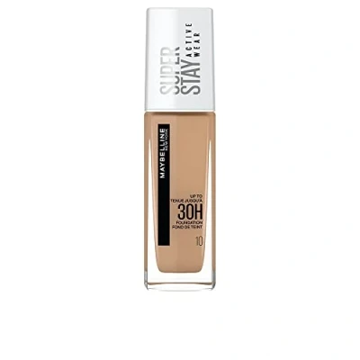 Image of Maybelline New York Super Stay Active Wear, waterproof foundation with high coverage, long lasting facial make up for light skin types, colour: No. 10 Ivory (Light), 1 x 30 ml