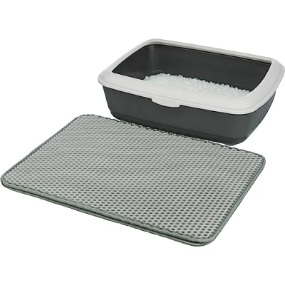 Image of TRIXIE Cat Litter Tray Sieve Mat, Eva, 35 x 45 cm, Black, 0.2949 kg