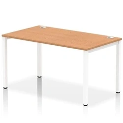 Image of Impulse Bench Single Row 1400 White Frame Office Desk Oak