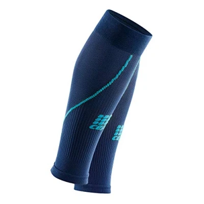 Image of CEP calf SLEEVE 2.0 for women Run compression sleeves in blue/light blue, size III