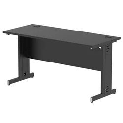 Image of Impulse 1400x600mm Straight Desk Black Top Cable Managed Leg