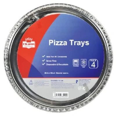 Image of 8 Pack 12&quot; 29.5cm Aluminium Foil Pizza Dish Tray Disposable Oven Bake Cook Round