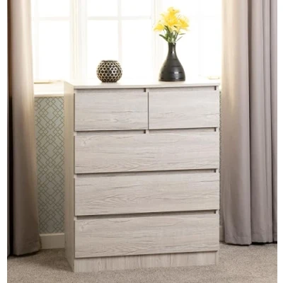 Image of Seconique 3+2 Drawer Chest, Engineered Wood, Urban Snow, W 800mm x D 400mm H 1005mm