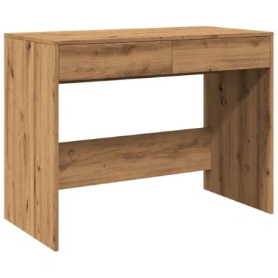 Image of vidaXL Desk Writing Table Engineered Wood, Modern Artisan Oak, Rectangular, 2 Drawers, 101 x 50 76.5 cm Home/Office/School