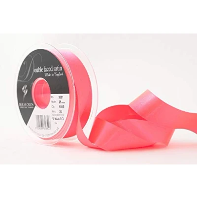 Image of Berisfords Double Satin Ribbon, Flo Pink, 25 mm x 20 m
