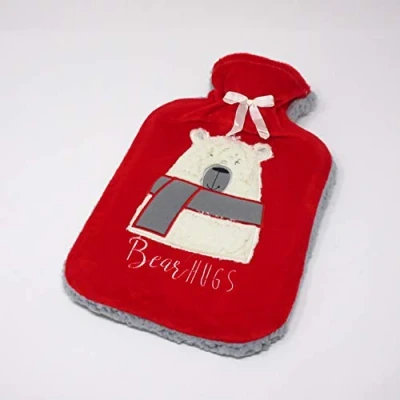 Image of Country Club Thick Sherpa Fleece 2 Litre Hot Water Bottle (Bear Hugs)