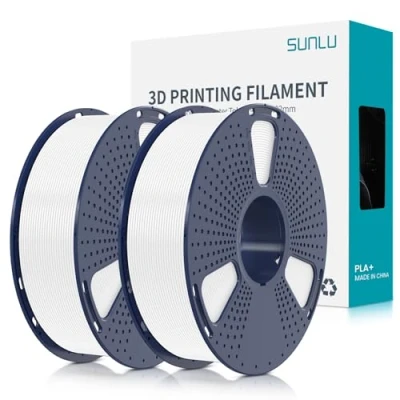 Image of SUNLU PLA Plus 3D Printer Filament, 1.75mm PLA+ Filament for FDM Printer, Neatly Wound Strong and Toughness, Dimensional Accuracy +/ 0.02 mm, 1KG Spool(2.2 LBS), White+White
