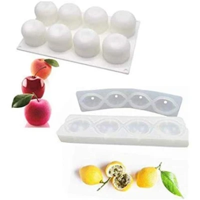 Image of 2 Pcs 3D Fruit Pear Cherry Lemon Silicone Cake Molds, Baking Mousse Decorative Mould, Dessert Muffin Chocolate Jelly DIY Bakeware Pan,Cake Pop Mold Tray