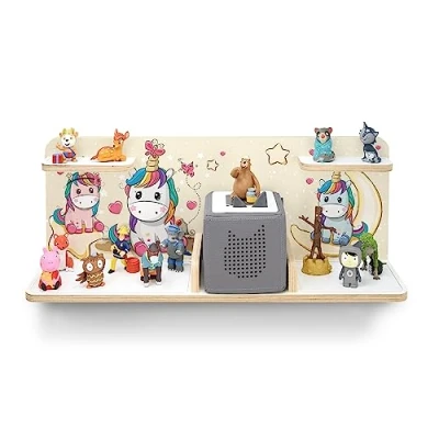 Image of stadtecken wooden shelf For music box I Suitable the Toniebox and Tonies Perfect Tonie storage in children&#039;s room standing up or hanging Rectangular (Cosmos, large)