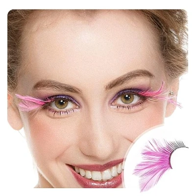 Image of Dorise Pink Eyelashes Light Colorful Halloween Lashes Barbie Cat eye style Feather P3 1 Pair