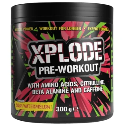 Image of SCI MX X PLODE Pre Workout Powder Sour Watermelon Amino Acids + 250mg Caffeine 6g Citrulline Malate 3.2g Beta Alanine per Serving (20 Servings) 300g