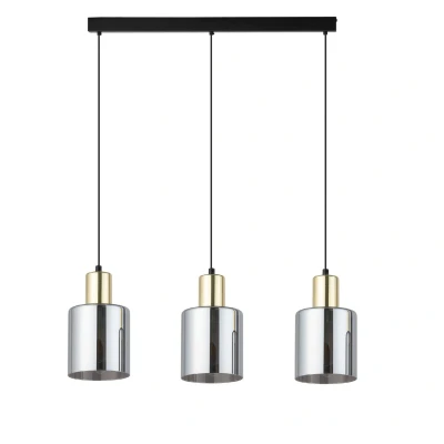 Image of Sierra Bar Pendant Ceiling Light Black, Gold 3xE27