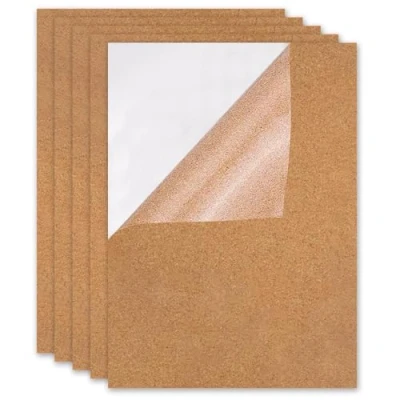 Image of Self Adhesive Cork Sheet, 5Pcs Backing Sheets Board 1mm Thick for Coasters Wall Decoration DIY Crafts 21x30 cm