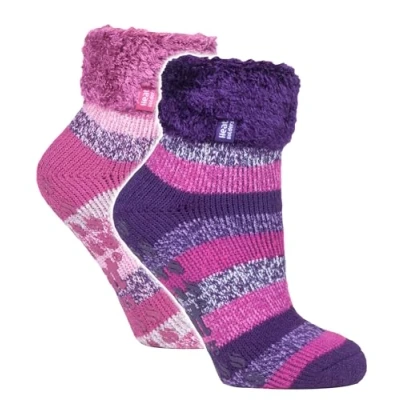 Image of HEAT HOLDERS 2 Pack Ladies Bed Socks Womens Cosy Lounge Warm Winter Fleece Sleep (4 8, HHL19 / HHL20)
