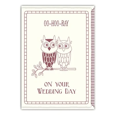 Image of Quire Impressive Card Wedding Owls,Cream/Burgundy,115x163mm