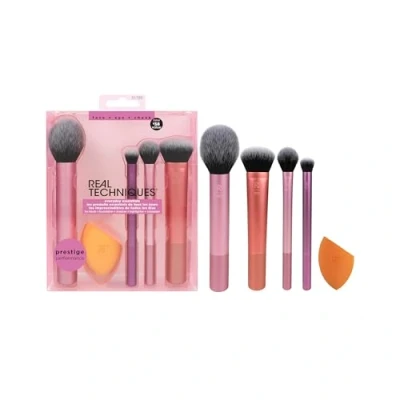 Image of Real Techniques Everyday Essentials + Makeup Sponge Kit, Brushes and Blender Sponge, For Foundation, Blush, Bronzer, Eyeshadow, Powder, Synthetic Bristles, Cruelty Free, 5 Piece Set