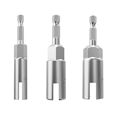 Image of 3 Pack 1/4&quot; Hex Shank，Power Wing Nut Driver Set,Slot Nuts Drill Bit Socket Wrenches Tools Set, Drills Bits for Panel screws eye C hook bolt (3 Size （9mm,12mm,15mm）)