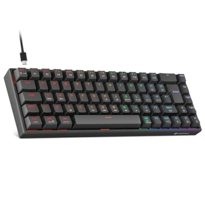 Image of KOORUI 60% Mechanical Gaming Keyboard, Mixed Colors LED Backlit Ultra Compact 69 Keys, Mini Wired Keyboard with Blue Switch for Windows Laptop PC/Mac OS/Xbox BLACK(Blue Switch)