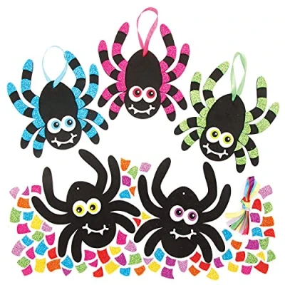 Image of Baker Ross Spider Mix and Match Halloween Decoration Craft Kit Pack of 8, Kits for Kids, Foam Arts Crafts (FE675)