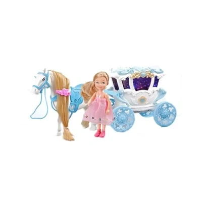 Image of PEBBLE HUG Inch Baby Carriage With 3D Light, Ice Princess Horse, Musical Doll, Suitable For Children Over 3 Years, Doll As A Her And Horse