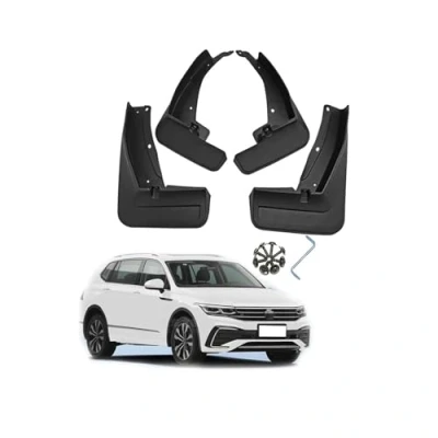 Image of YLOXFW Car Mud Flaps Mudguard Fender for VW Tiguan R Line 2017 2023 Molded Custom Front and Rear Mudflaps Splash Guards Heavy Duty Flares 4 PC Auto Accessories Kit,Send 1 Wash Towel