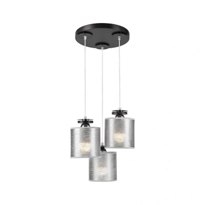 Image of Rosa Cluster Pendant Ceiling Light With Fabric Shade, Black, 3x E27