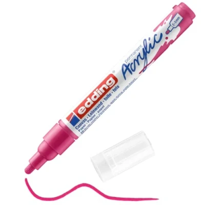 Image of edding 5100 acrylic marker medium pink 1 waterproof paint round nib 2 3mm pen for drawing on canvas, art paper and wood markers pebbles