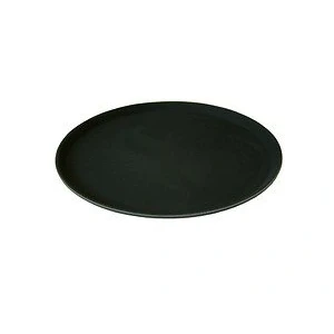 Image of Pack Of 6 X 16&quot; Black Non Slip Round Serving Drinks Trays 3592