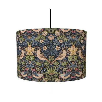 Image of 30cm (Diameter 12&quot; x Height 8&quot;) William Morris Strawberry Thief Navy Ceiling lamp Shade