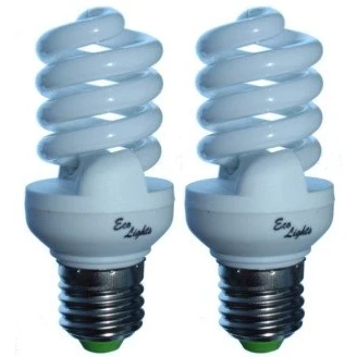 Image of Eco Lights New Compact Mini Range 20 WATT ES Daylight Energy Saver Twin Pack Full Spectrum Bulbs