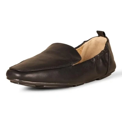 Image of Amazon Essentials Women&#039;s Square Toe Soft Slip On Loafers, Black Faux Leather, 10 UK