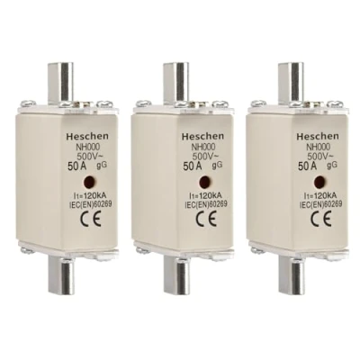 Image of Heschen NH Fuse Link NH000 50A gG Front Indicator Combination Detector Pack of 3